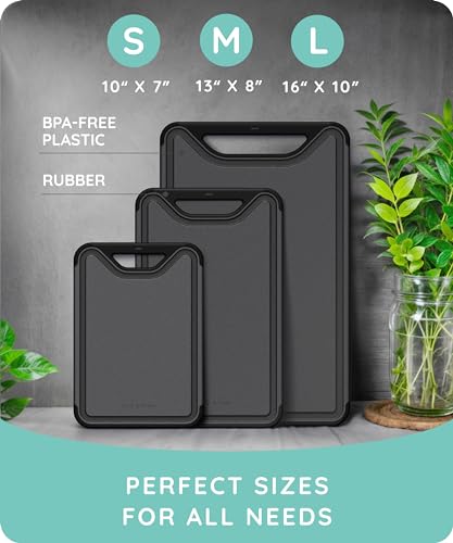 Cutting Boards for Kitchen (Black/Gray / Set of 3 (16"x10", 13"x8", 10"x7"))