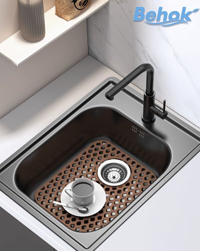2 Pack Silicone Sink Protector Mat for Kitchen Sink Rear Drian Coffee (Coffee)