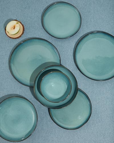 Stoneware Dinnerware Sets for 4 (Green Black / Set (12pcs))