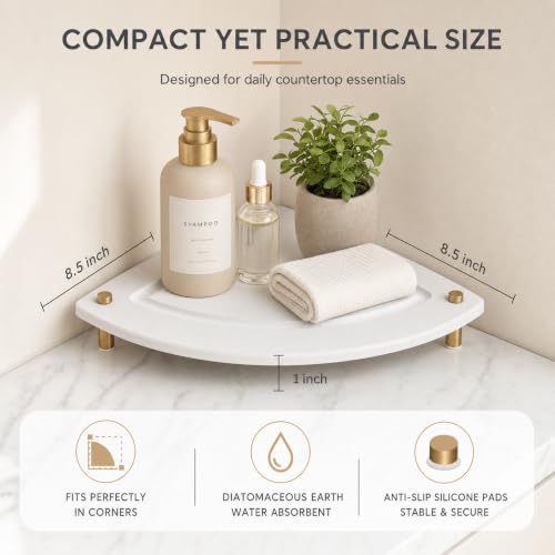 Corner Counter Shelf (8.5"x 8.5" - Beige - Fan-shaped)