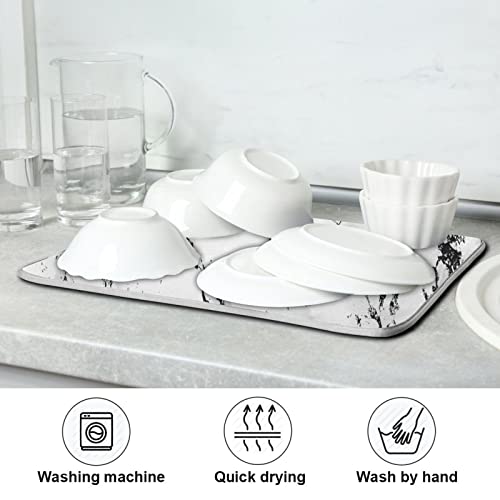 Super Absorbent Dish Drying Mat (White Marble / 18" x 24")