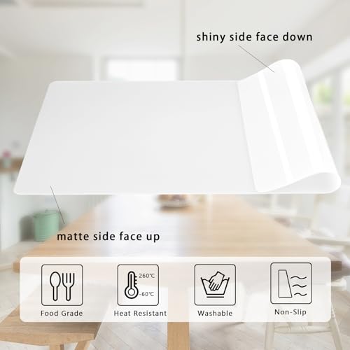 Silicone Placemats (25.6"×17.7"-1pack / Translucent Thicken Non-slip)