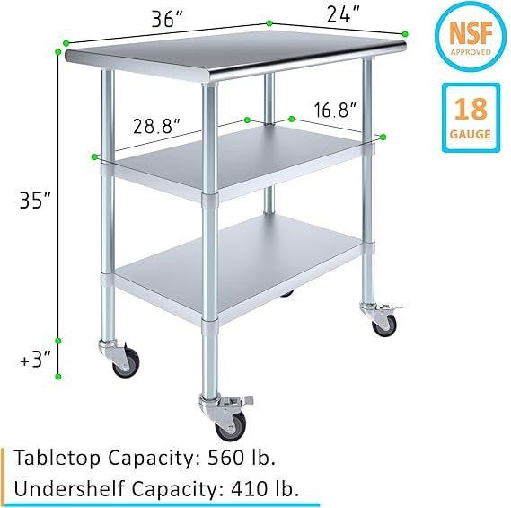 36x24 Heavy Duty Work Table (36" Long x 24" Deep)