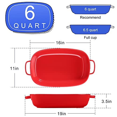 6 Quart Large Rectangular Baking Dish (6 quart Red)