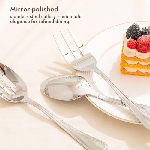 45 Piece Silverware Set for 8 with Serving Utensils (Silver / 45-Piece)