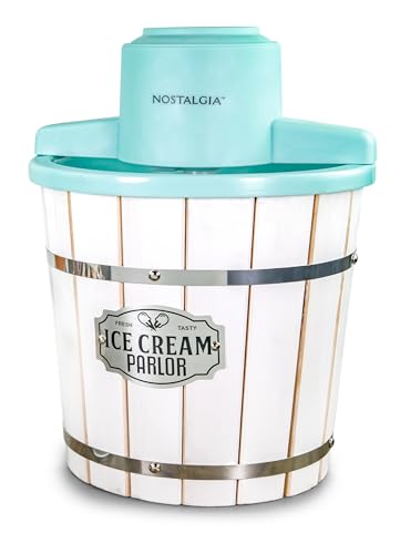 Electric Ice Cream Maker (4 Qt / Aqua/White Wood)