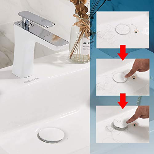 Pop Up Drain Bathroom Faucet Vessel Vanity Sink Drain Stopper (Without Overflow / White)