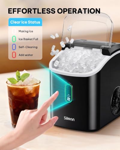 Nugget Ice Maker Countertop (Black-PRO / 33 lbs)