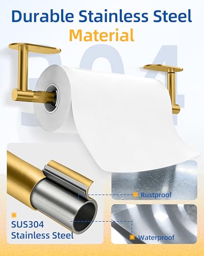 Paper Towel Holder Under Cabinet (Brushed Gold / One Hand Tear - Oval)