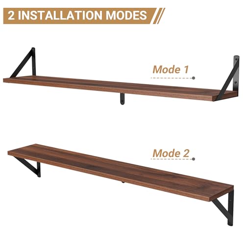 Floating Shelves for Wall (Walnut / 35.43"W x 5.9"D x 5.4"H,Set of 3)