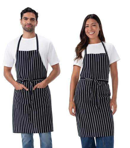 Unisex Chef Apron (Chalk Stripe, 2 Pack)