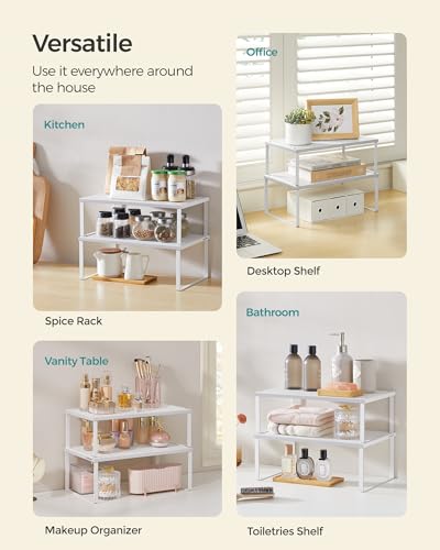 Set of 2 Metal Spice Racks (White / 2 Tiers (9"D x 15.7"W))
