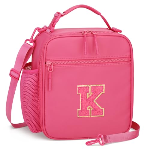 Initial Insulated Lunch Bag for Girls Kids (Rosy Red / K)