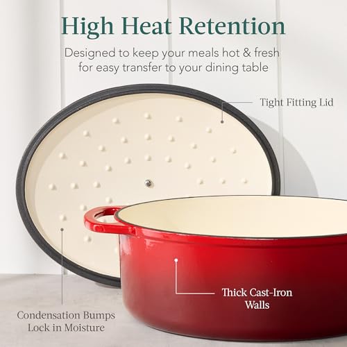 Oval 7.5 Quart Enamel Cast (Red / 7.5qt Oval)