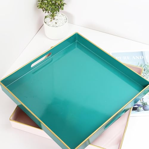 Green Decorative Serving Tray with Handles (Dl06re)