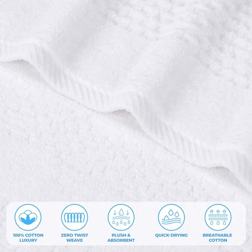 Playa Zero Twist Cotton Medium Weight Towels (12 Piece Towel Set / White)