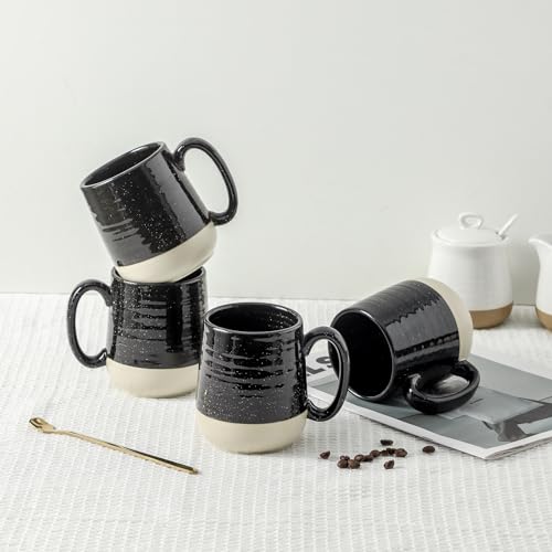 Ceramic Coffee Mugs Set (Black / Set of 4)