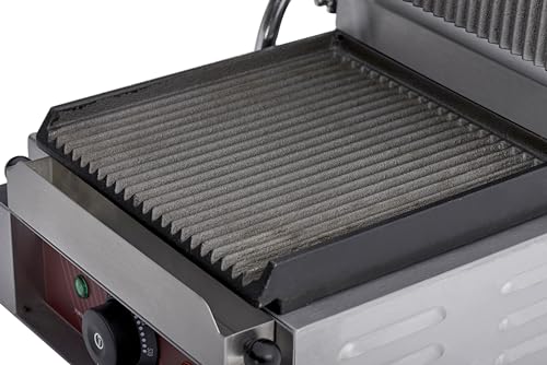 Commercial Electric Panini Sandwich Grill with Grooved Plates (Small w/ Grooved Plates)