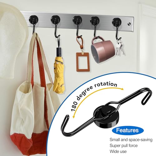 Magnetic Hooks Magnet Hook for Cruise Cabins Fridge 40LBS 6Pack (Black / 0.79in)