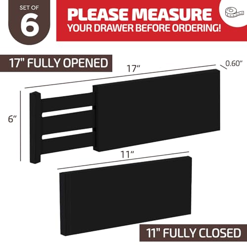 6 Pack Black Drawer Dividers (6 Count)