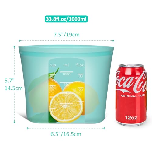Reusable Freezer Bags Quart Size (Aqua | Small | 4 Pack)