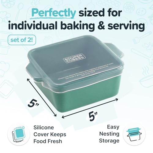 5x5" Ceramic Baking Dishes with Lids (Kale / 5"x5" - MADE IN USA)