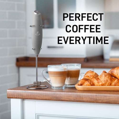 Powerful Milk Frother Wand With Duracell Batteries (All Must Go Slate Stone / Double Whisk + Batteries)