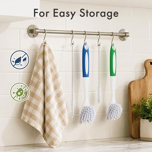 Dish Brush with Handle (Blue+green / 4 Pack)
