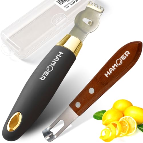 Channel Knife and Zester for Cocktails 2Tools set with a storage box (Black)