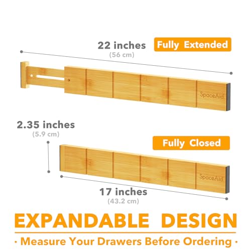 Bamboo Drawer Dividers with Inserts and Labels (2.35''H, 17''-22''L, 10 Dividers / NATURAL)