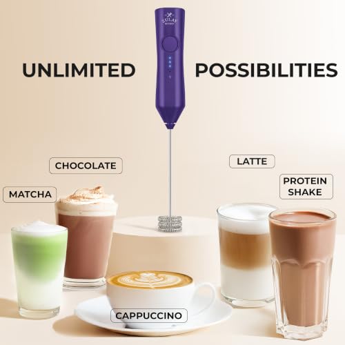 Rechargeable Milk Frother Handheld (ZK Dynamic Tornado Purple / Rechargeable Z1 Motor Max)