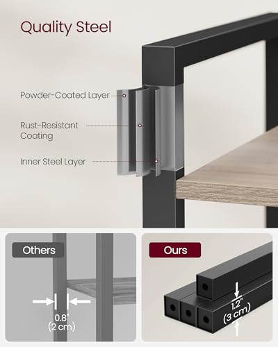 4 Tier Bookshelf (Heather Greige + Ink Black / 4 Tiers (11.8"D x 26"W) / Without Back Panels)