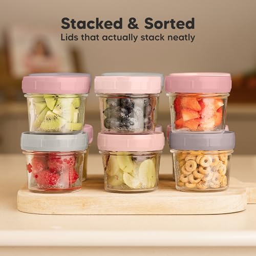 12pk 4oz Glass Baby Food Containers with Lids (12-pk 4 Ounce / Roseate)