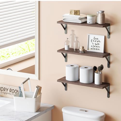 16.5in Floating Shelves for Wall Home Decor (Brown / 16.5 x 6.1 x 0.59 inches)