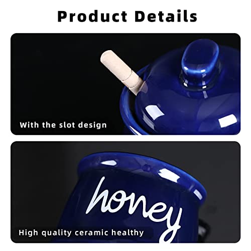 Honey Jar with Dipper and Lid (Navy)