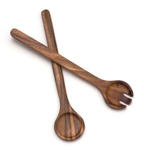 Acacia Round Salad Servers (Acacia / 13" Long)