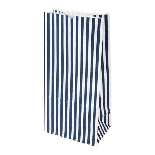 Blue And White Stripe Paper Bag (8 lb / Blue & White)