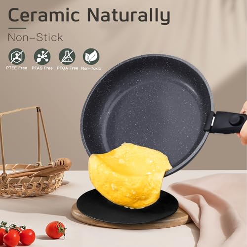 Pots and Pans Set Non Stick (Dark Gray / 17PCS-Standard)