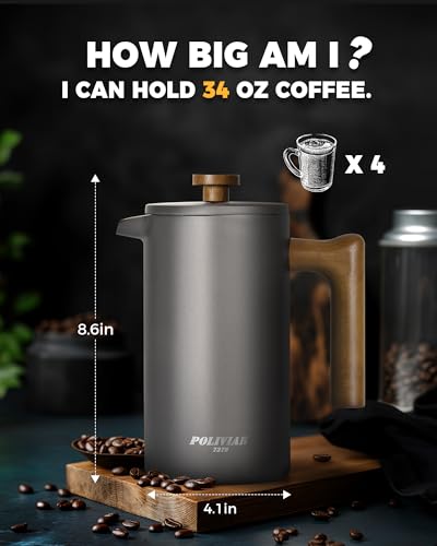 POLIVIAR French Press Coffee Maker (Titanium gray)