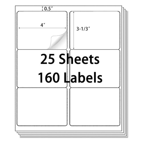 6 UP Shipping Labels (3-1/3" x 4" (6-UP) / 25 Sheets)