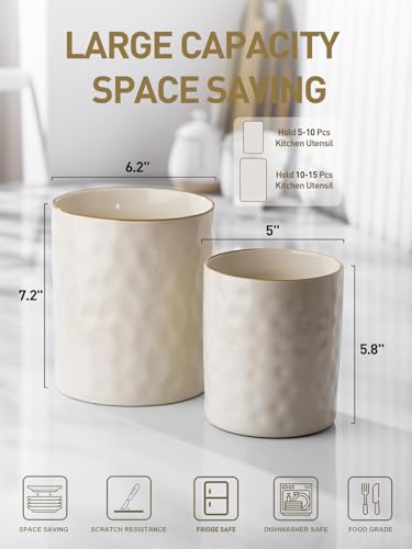 Ceramic Utensil Holder (Vanilla White)