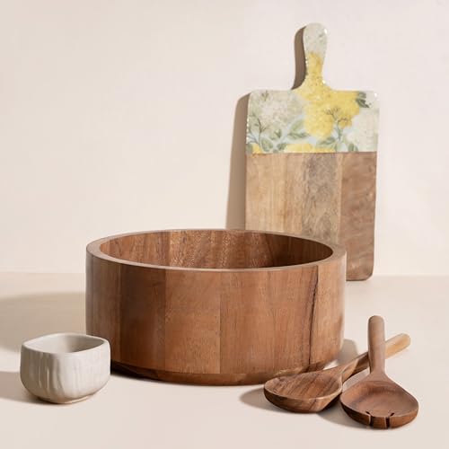 Wooden Salad Bowl Set with Serving Utensils Eco