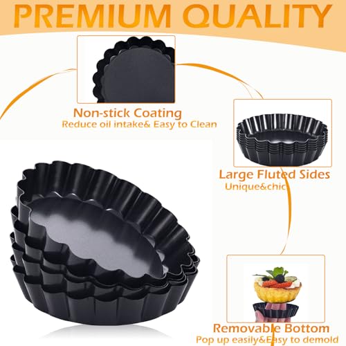 Tart Pan Set 10 & 9 Inch Tart Pans with 5 & 4 Inch Mini Tart Pans Removable Bottom (KUAYB Mixed sizes-4&5&9&10-inch -10PCS)