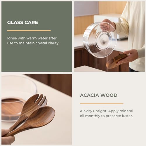 Salad Bowl Set Large (10-inch Salad Set with Glass Bowl)
