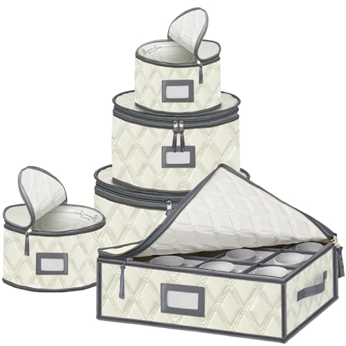 5 Pack China Storage Containers Set (Beige / 5 Pack China Storage Containers Set)