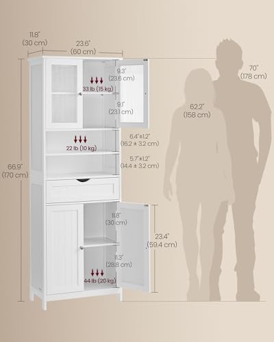Storage Cabinet (4 Doors + 2 Open Compartments / 11.8"D x 23.6"W x 69.9"H)