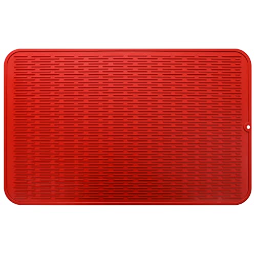 Silicone Dish Drying Mat for Multiple Usage (Red / 28"L x 18"W)