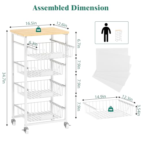 Fruit Vegetable Basket for Kitchen Pantry Storage Organizer (5 Tier / White)
