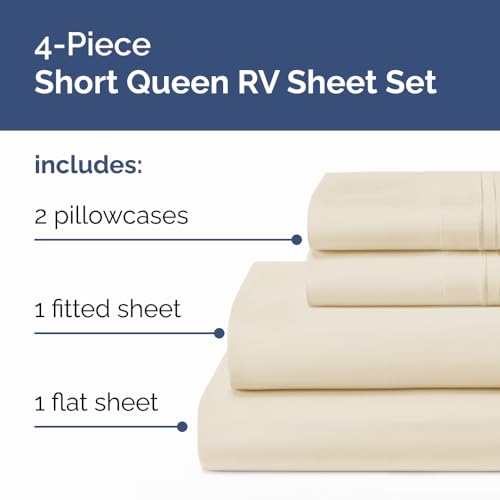 Short Queen Size 4 Piece Bed Sheet Set (11 - Wheat / Short Queen)
