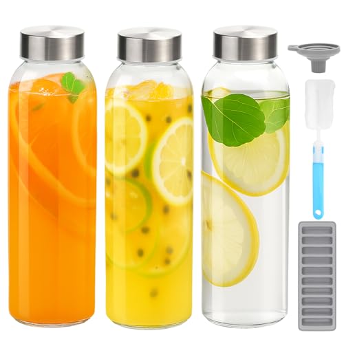 Glass Water Bottles with Stainless Steel Lids 24 oz